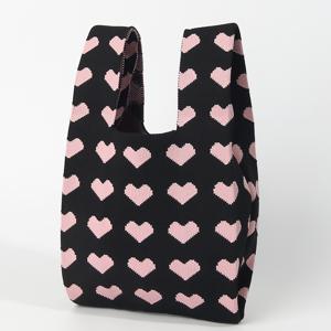 TEMU 숨쉬는 레이스 디자인의 하트 모양 니트 가방. 가볍고 접을 수 있어 휴대하기 편리합니다. 휴대폰, 우산, 화장품, 립스틱, 향수, 책, 아이패드, 옷을 담을 수 있습니다. 이 귀여운 오픈형 핸드백은 여성에게 훌륭한 선물입니다.