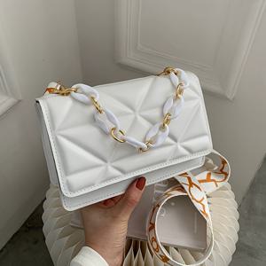 TEMU 여성용 레트로 웨스턴 체인 크로스바디 백 - 브로드밴드 스트랩 & 버클 클로저 소형 숄더 퍼스, 화이트/블랙/핑크/브라운, 일상 및 특별한 날에 어울리는 캐주얼 핸드백, 네 가지 컬러 제공