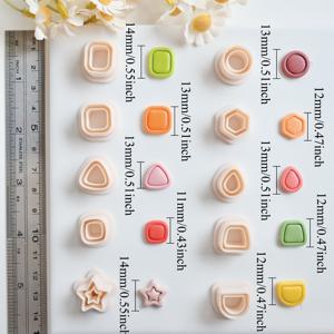 TEMU 10개 세트 우아한 미니 기하학 폴리머 클레이 커터 - 귀걸이 & 주얼리 만들기용, DIY 펜던트 & 목걸이 핸드메이드용 프레임 엠보싱 클레이 커터, 사각형/정사각형/삼각형/육각형/별/원 모양 라인 포함 폴리머 클레이 몰드