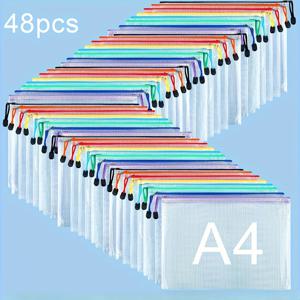 TEMU 16개, 32개 또는 48개 세트로 구매 가능한 문서 가방입니다. 지퍼형 메쉬 파우치가 특징이며 A4 사이즈로 학교나 가정에서 파일 정리 및 보관에 적합합니다.