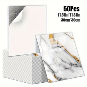 TEMU 50/100개 즉석 접착 유럽 럭셔리 대리석 벽 패널, 18.81