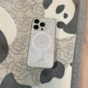 TEMU 폰 케이스: 보우 패턴 자석 방탄 투명 폰 케이스 - 애플 아이폰 11/12/13/14/15/16, 아이폰 16/15/14/13/12/11 프로 맥스 XS/XR/X/7/8/플러스용 - 자석 부착, 149DM