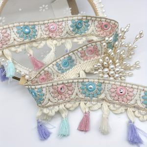 TEMU 1 야드 에스닉 스타일 태슬 자수 레이스 핸드메이드 의류 장식 스타일 웨빙 커튼 베개 장식 테두리