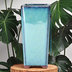 TEMU 수제 세라믹 화분 - 배수구 포함, 긴 직사각형 화병, 실내/야외용, 유광 장식, 사무실, 발코니용 꽃화분 - 독특한 선물