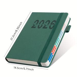 TEMU 2026 어젠다 북 - 빈티지 가죽 플래너, 6색 가로 줄무늬 제본, 매끄러운 커버 & 튼튼한 제본 | 연간/12개월 캘린더 오거나이저, 사무실 및 개인 생산성 계획용 | 선물용 플래너 북