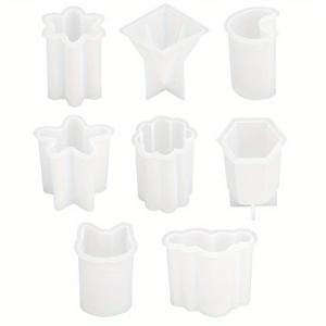 TEMU 아로마테라피 양초 제작을 위한 독특한 다각형 모양 몰드 8개 세트. 별모양, 달, , 구름과 같은 3D 디자인 특징. 홈 데코 및 수제 예술 작품으로 편안한 분위기를 연출하는 데 이상적입니다.