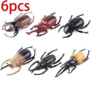 TEMU 6개입 리얼리스틱 곤충 동물 모형 딱정벌레 피규어 데스크탑 장식, 크리스마스 선물 할로윈 선물