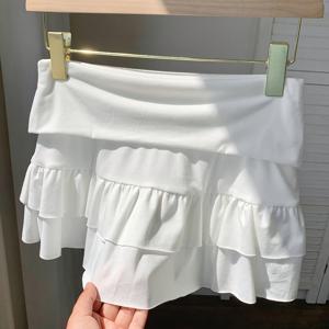 TEMU 여성을 위한 유럽 및 미국 스타일 섹시 로우 웨이스트 러플 헴 스커트, 스위트 앤 스파이시룩에 완벽.