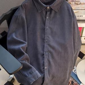 TEMU 한국식 시크 가을 프렌치 스타일 빈티지 라펠 싱글 브레스트 루즈핏 코듀로이 얇은 긴팔 셔츠 자켓 여성용|블라우스|빈티지|셔츠