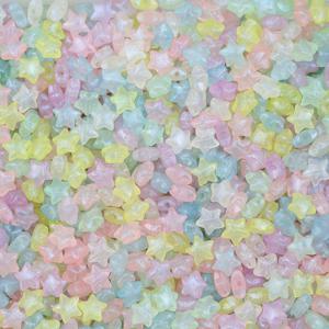 TEMU 10mm 300pcs 컬러풀한 혼합 색상 다섯 점 별 모양으로 구멍이 뚫린 아크릴 느슨한 비즈 DIY 짠 팔찌, 목걸이, 귀걸이, 보석, 머리 액세서리, 신발 액세서리, 의류, 액세서리 재료, 장식 비즈에 적합합니다.