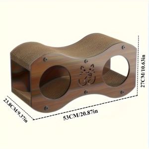 TEMU 1/2PC 올시즌 고양이 스크래칭 소파 베드 세트 - 월넛 컬러 스크래칭 포스트와 종이 고양이 하우스, 반려묘 주인에게 필수적인 놀이 및 휴식용 | 모던 스타일 고양이 가구 | 내구성 있는 발톱 갈이 포스트