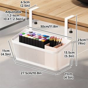 TEMU 1개 또는 2개 드릴 없이 설치 가능한 책상 밑 정리함 - 헤비듀티 금속 구조, 공간 절약형 수납 선반, 사무실 및 가정용, 펜·노트북·헤드폰 보관 가능 - 깔끔한 작업공간 솔루션, 미니멀 디자인, 튼튼한 구성, 홈오피스 세팅, 데스크 & 서랍 정리함