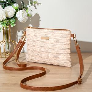 TEMU 세련되고 미니멀한 스타일의 우븐 스트로우 백. 여성용 숄더백 또는 클러치로 완벽합니다.