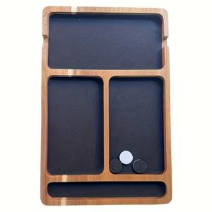 TEMU 안경, 휴대폰, 이어폰, 펜, 잡다한 물건을 보관할 수 있는 단단한 나무 섹션이 있는 싱글 나무 책상 정리함 | 휴대폰 충전 슬롯 포함 | 침대 옆 선반 및 사무실 책상에 적합 | 작업 공간을 깔끔하게 유지