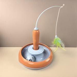 TEMU 고양이를 위한 인터랙티브 깃털 낚싯대 및 회전 장난감 세트 | 플라스틱 재질, 실내 놀이에 적합, 활동 증진, 지루함 감소, 다양한 색상으로 제공, 배터리 없음