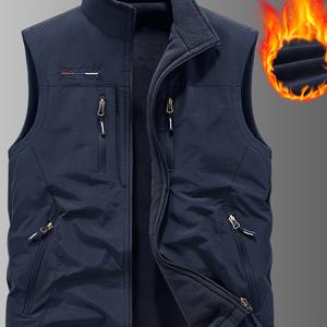 TEMU 남성용 새로운 가을용 두꺼운 양면 조끼, 다중 포켓, 야외 낚시, 사진 촬영, 하이킹 및 캐주얼 작업복에 적합