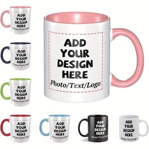 TEMU 맞춤형 커피 머그컵 - 11oz, 사진/텍스트/로고 추가 가능, 생일·결혼식·졸업 선물용 양면 디자인 (합성석)