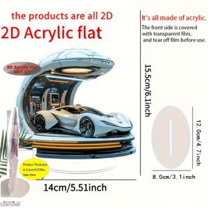 TEMU 2D 플랫 - [2D 플랫] 캡슐과 스포츠카의 디자인을 특징으로 하는 세련되고 매우 현대적인 아크릴 데코 간판. 스탠드가 포함되어 있어 집, 침실 및 책상 장식에 완벽합니다. 새해 선물로 이상적입니다.