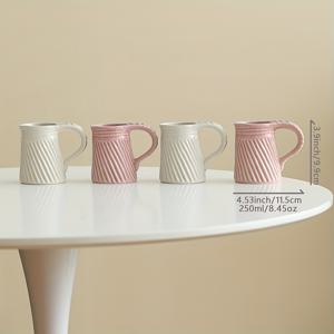 TEMU 스타일리시한 세라믹 커피컵 4개 세트, 250ml*4, 손잡이형 일상 가족용 물컵, 열화상 보호, 식기세척기 사용 가능, 친구, 가족, 절친, 또는 개인용을 위한 창의적인 선물, 라마단/밸런타인데이/부활절/독립기념일용