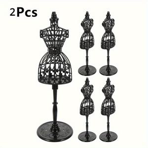 TEMU 플라스틱으로 제작된 인형 의류 디스플레이 스탠드 2개 세트. 미술 및 공예품, 재봉 용품 전시, 인형 및 인형 방 장식에 적합합니다. 이 검정색 및 흰색 속이 빈 인형 모양 옷걸이는 의류를 전시하기 위해 설계되었습니다.|스탠드옷걸이
