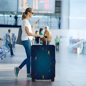 TEMU 공항 여행 필수품: 비행기 패턴이 있는 탄력적인 캐리어 커버 - 스크래치 및 먼지 방지, 18