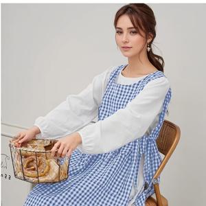 TEMU 사이드 슬릿이 있는 한국 스타일 플로럴 드레스, 베이킹 앞치마, 네일 아트, 밀크티를 위한 큰 사이즈 A라인 탱크 드레스