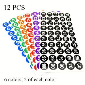 TEMU 12개 1-50/51-100 비닐 시리얼 번호 스티커 - 재고, 보관, 티슈, 상자, 공구 상자 & 사물함용 원형 라벨 - 내구성이 뛰어난 PVC 소재, 실내/실외 사용, 간편한 부착, 잔여물 없음, 아이템 정리 및 추적에 적합