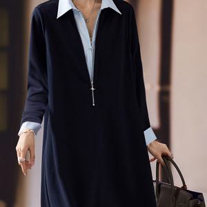 TEMU 2025년 신상 가을 컬렉션: 여성용 스타일리시한 칼라와 편안한 루즈핏의 우아한 긴팔 드레스