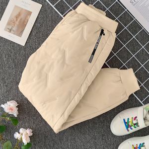 TEMU 가을 겨울 아동용 캐주얼 팬츠, 두꺼운 보온 커프 디자인과 지퍼백, 야외 활동에 완벽