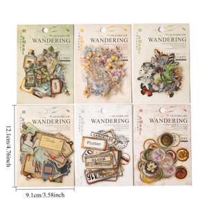 TEMU 300개/6개 세트 빈티지 드림 시리즈 대용량 스티커 - 왁스 실, 부케, 나비, 라벨, 유리병 등 300가지 독특한 패턴 포함 - DIY 스크랩북, 휴대폰 케이스, 노트북, 물병, 사진액자, 휴일 카드 장식 재료 및 봉투 실|실링왁스