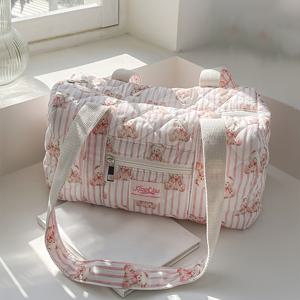 TEMU 킹키스 여성용 귀여운 퀼팅 대용량 여행 더플백 - 가벼운 퀼팅 패널 & 솔리드 컬러, 지퍼 클로저 핸드백/케이스 크로스바디/숄더백, 헬스장, 야외, 짧은 여행에 적합 - 엄마 선물, 휴가용|여행용크로스백