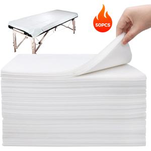TEMU 전문가용 일회용 마사지 테이블 시트 /100개, 통기성 방수 스파 뷰티 침대 커버, 살롱 타투 얼굴 관리용 부드러운 부직포 (화이트)