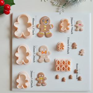 TEMU 6개/세트 크리스마스 진저브레드 남자 폴리머 클레이 커터, 귀걸이 & 주얼리 만들기용, 추상적인 진저브레드 남자 다양한 크기 클레이 커터, 펜던트 목걸이 & 주얼리 만들기용, 겨울 테마 클레이 몰드 주얼리 메이커용