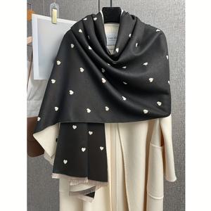 TEMU 여성용 겨울 따뜻한 컬러블록 양면 스카프 숄 - 신축성 없는 부드러운 목 감싸기 & 폰초, 에어컨 또는 야외용 손세탁 가능, 캐주얼 우아한 회의 또는 외출용