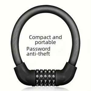 TEMU 휴대용 자전거 스틸 케이블 자물쇠, 높은 보안성, 자전거 자물쇠, 도난 방지, 경량, 소형 자전거 자물쇠, 블랙, 5자리 암호 포함, 자전거, 및 기타 차량 보안용으로 완벽