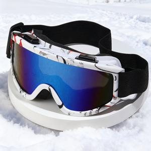 TEMU 대형 프레임 아웃도어 스포츠 스키 고글 한 쌍, 스타일리시한 겨울 스키 안경, TPU 프레임 및 PC 렌즈, 조절 가능한 탄성 스트랩 포함, 스키, 스노ーボ드, 아이스 스케이트 및 기타 야외 활동에 적합
