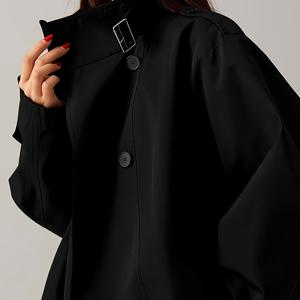 TEMU 데이 신상 여성용 자켓 - 봄 여성 패션, 버튼업 커프 스탠드 칼라 트렌치 코트, 데일리웨어, 외출, 데이트, 클럽, 파티, 여행용 패셔너블 솔리드 컬러 롱 슬리브 , 멀티 레이어 스타일링, 클래식 디자인, 정교한 디테일, 패셔너블 탑, 주말 웨어, 사계절용, 세탁기 사용 가능