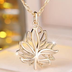 TEMU 우아한 잎사귀 속이 빈 목걸이 | KC 금도금 구리, 빈티지 스타일, 데일리 및 파티 행사에 적합, 친구 및 동급생을 위한 이상적인 선물