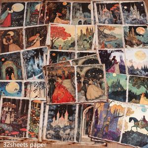 TEMU 2D 평면 JAIIMAN 32pcs A5 빈티지 요정 잡지 장식용 종이, 판타지 숲 성 콜라주 쓰기 가능 스크랩북 배경 패드, 스크랩북 종이 공예, 스크랩북 용품, 수제 일기 다이어리, 선물 포장지, 콜라주 장식, 2D 평면