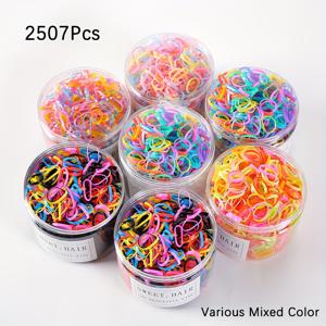 TEMU 2507개 대용량 포니테일 헤어 밴드 보관함 포함 - 일회용 헤어 액세서리, 살롱, 파티, 페스티벌용 - 케이스 (2507개) - 쉬운 정리 헤어 타이 대량 패키지