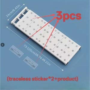 TEMU 3개 조절 가능한 수납 선반 세트 - 드릴 필요 없는 프리스탠딩 확장형 선반, 옷장, 주방, 욕실 정리용, 슬림 공간절약형 선반, 플라스틱 프레임, 임차인 & 소형 공간용 쉬운 조립, 선반|욕실선반|화장실선반