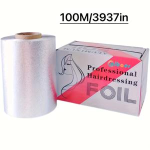 TEMU 50M/100M 전문가용 알루미늄 호일 (헤어 염색 및 네일 아트용) - 표면, 롤형, 미용실 또는 네일 살롱에 적합, 내구성 좋은 고품질, 네일 랩, 살롱 용품, 스타일리시한 외관, 메탈릭 표면