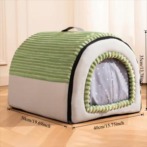 TEMU 문 커튼이 있는 애완동물 쉼터. 고양이와 강아지에게 편안한 침대가 있으며, 밀폐형 디자인과 텐트와 같은 구조로 따뜻함과 안전감을 제공합니다. 분리 가능하며 세탁이 가능하며 모든 계절에 적합합니다.