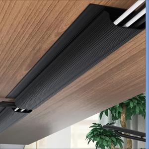 TEMU 15.75인치 자가 점착식 책상 하부 케이블 트레이 - 드릴링 불필요, 모니터 및 컴퓨터용 내구성 PVC 채널 매니저, 부드러운 검은색 표면, 멀티 케이블 관리, 스타일리시 디자인, 애완 동물 씹기 보호, 모니터 와이어 정리