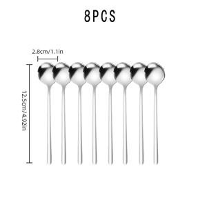 TEMU 8/16개 스테인리스 스틸 스타일리시 디저트 스푼, 커피 스푼, 차 스푼, 스푼, 꿀 스푼, 믹서 스푼, 조미료 스푼 세트, 가정, 레스토랑, 카페, 파티에 적합, 식기세척기 사용 가능, 주방용품