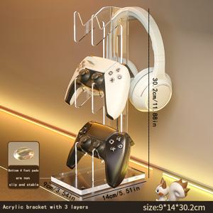 TEMU 아크릴 게임 컨트롤러 스탠드 - 게임 컨트롤러 및 액세서리용 데스크탑 디스플레이 홀더, 휴대용 클램프 디자인으로 사무실 책상 정리
