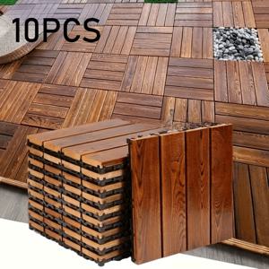 TEMU GRAND LINE 나무 바닥 타일 (10개입) - 인터로킹, 자가 설치, 야외 파티오, 발코니 및 실내용, 모든 날씨에 적합