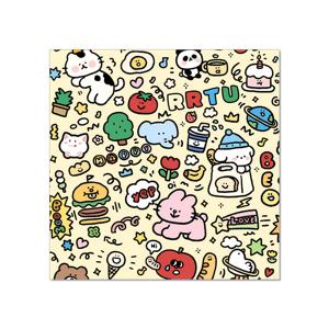 TEMU 앵무새를 위한 특별 패키지 천, 세탁 가능, 내구성, 통기성, 귀여운 컬러풀 만화 앵무새 프린트 특징. 탈출 및 찔림 방지, 약 복용 도움, 깃털 청소, 그루밍 및 진정용 천으로 사용 가능. Gent 재질로 제작.