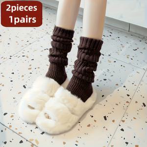 TEMU 여성용 양말 슬리브 2개 - 겨울용 따뜻한 레그워머, 베이지에서 브라운 톤, 부츠/신발용 우아한 스텝온 디자인, 편안한 가을/겨울 의상 - 섬세한 여성용 신발 액세서리, 여성 패션, 여성 액세서리, 여성 양말, 여성용 양말 슬리브, 추운 날씨용 의류,신발 액세서리,패셔너블 양말,고품질 스티칭,포근한 소재,추운 기후용 의류,스타일리시한 여성
