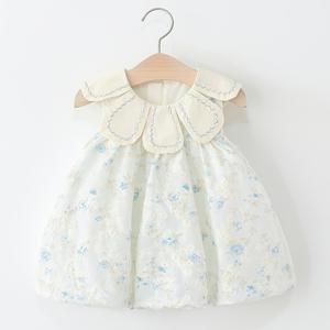 TEMU 소녀용 민소매 여름 드레스, 꽃잎 칼라 & 자수 꽃봉오리 드레스 - 무릎 길이 꽃무늬 아기 소녀용 0-4세 (손세탁 가능, 신축성 없음) 웨딩, 파티, 사진 촬영용 - 신생아